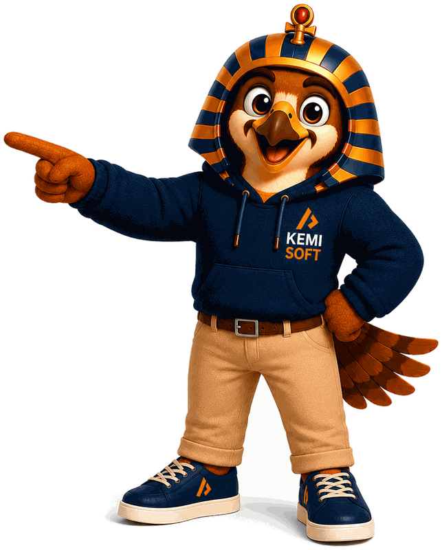 Horus, the Kemisoft falcon, pointing the way